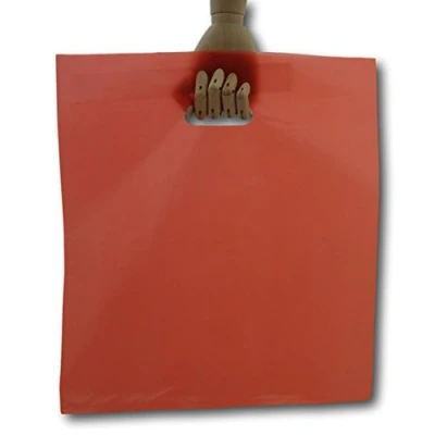 Image of EPOSGEAR® Extra Large Red Gift Shop Boutique Punch Handle Plastic Carrier Bags 12.4&quot; x 14&quot; (315mm 355mm) (200)
