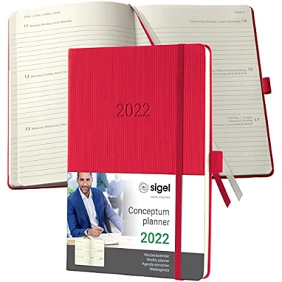Image of Sigel C2264 Conceptum Weekly Planner 2022 14,8 x 21,3 cm hardcover 192 Pages red