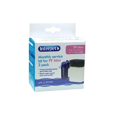 Image of Interpet Monthly Service Kit for PF Mini Aquarium Power Filter, floss and carbon bonded replacement foams (Pack of 3),Small