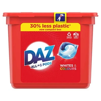 Image of Daz All in 1 Pods Laundry Detergent Capsules for Whites &amp; Colours, 25 each