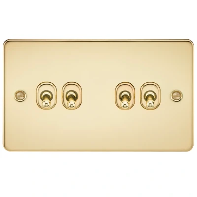 Image of KnightsBridge Flat Plate 10AX 4G 2 way toggle switch polished brass