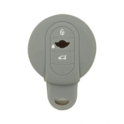 Image of BROVACS Silicone Cover Protector Case Holder Skin Jacket Compatible with BMW Mini Cooper 3 Button Smart Remote Key Fob CV4906 Grey