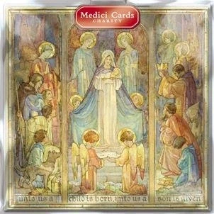 Image of Charity Christmas Cards Religious Angel Scene A Child Is Born Eco Friendly Pack of 6 By Medici