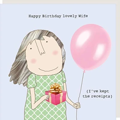 Image of Rosie Made A Thing Lovely Wife Birthday Card Humour Greeting Cards GFR25