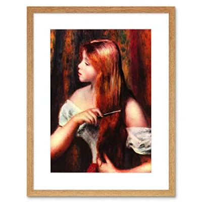 Image of Wee Blue Coo Painting Renoir Combing Girl Old Master Framed Wall Art Print