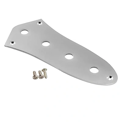 Image of Musiclily Pro Steel 4 Hole Jazz Bass Control Plate for JB Style Electric Bass, Chrome
