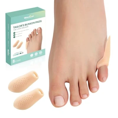 Image of Welnove Tailor&#039;s Bunion Corrector Pads 8 Pack Pinky Toe Protector, with Separator for Women Men, Gel Shield Foot Pain Relief, Beige(Regular Pads)