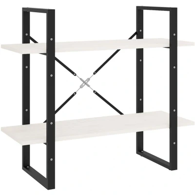Image of vidaXL 2 Tier Book Cabinet White 80x30x70 cm Solid Pine Wood