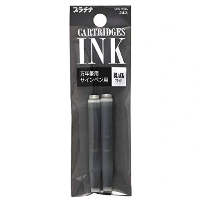 Image of Platinum Preppy Marker &amp; Fountain Pen Refill Cartridge Black Ink Set of 2, SPN 100 A