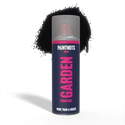 Image of PaintNuts Garden Furniture Paint RAL 9005 JET BLACK Satin 400ml Spray Can