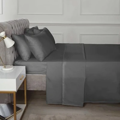 Image of Rapport Home 16&quot; Deep Flat Sheet 180TC Percale (Charcoal, Super King)