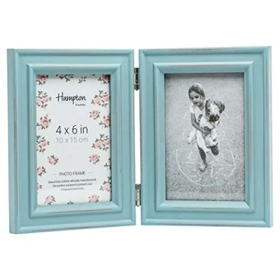 Image of Hampton Frames PALOMA Hinged Double 4x6 (10x15cm) Light Blue Picture Photo Frame Glass PAL301904B