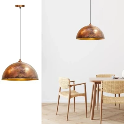 Image of bamyum Pendant Light Dining Table Ø40 cm Colour of Copper Living Room, Ceiling Lighting Vintage E27, Metal Kitchen Lamp, Hanging Lamp Bedroom, Room Lamps