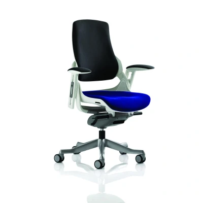 Image of Zure White Shell Black Fabric Back Bespoke Colour Seat Stevia Blue