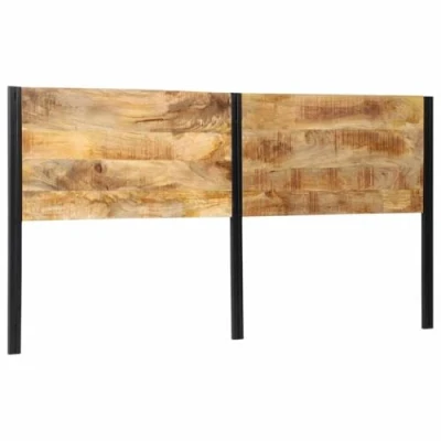 Image of vidaXL bed headboard solid mango wood &amp; iron freestanding 200x2x100 cm durable bedroom accent with unique grains