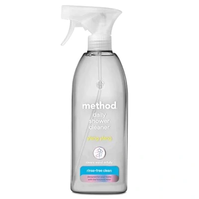 Image of Method Shower Cleaner Spray, Bathroom Gently Cleans and Shines, Fresh Ylang Scent, Pack of 1, 1 x 828ml