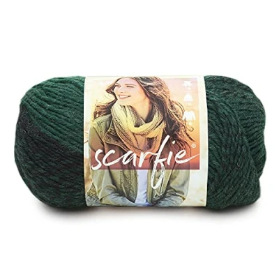 Image of Lion Brand Yarn 78 Percent Acrylic 22 Wool Scarfie Yarn, Forest/Black,23.59 x 12.79 13.43 cm