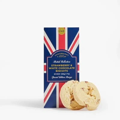 Image of Cartwright &amp; Butler Great British Collection Strawberry White Chocolate Biscuits In Carton