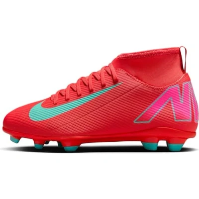 Image of Nike Unisex Kids Jr. Superfly 10 Club Fg/Mg Football Shoe, Ember Glow Aurora Green, 4 UK