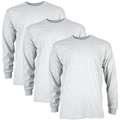 Image of Gildan Unisex&#039;s Ultra Cotton Long Sleeve T Shirt, Style G2400, Multipack, Ash Grey (3 Pack), XXL (Pack of 3)