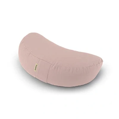 Image of Basaho WEDGE Zafu Meditation Cushion Organic Cotton (OCS Certified) Buckwheat Hulls Removable Washable Cover (Pale Pink)