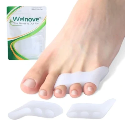 Image of Welnove Gel Pinky Toe Separators 8 Pack Spacers, Bunion Cushions Pads for Women＆Men, Silicone Little Protectors Preventing Rubbing &amp; Relieve Pressure(White)