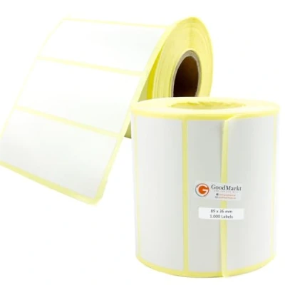 Image of GoodMarkt Thermal Direct Labels self Adhesive 89x36 mm 1 Rolls, White, 1000 Compatible with Brother, Zebra, Phomemo House Labels, Barcode jam