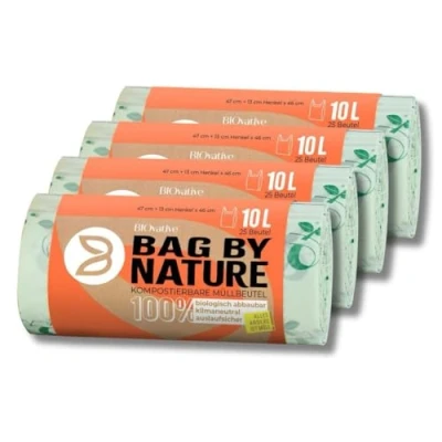 Image of 10L organic waste bags with handle 100% compostable &amp; biodegradable tear resistant for clean disposal also available as 6L, 20L, 30L