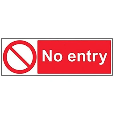 Image of V Safety No Entry Prohibition Sign 600mm x 200mm 1mm Rigid Plastic