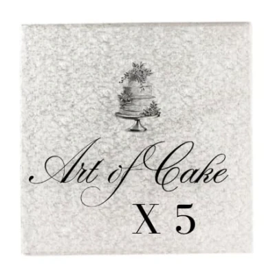 Image of Art of Cake® Square Cake Drum Boards 6 in 152mm x 13mm (Pack 5) Board is 6in