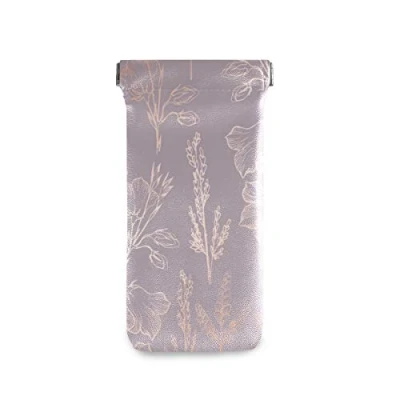 Image of linomo Rose Gold Pink Flower Sunglasses Bag Microfiber Leather Pouch, Storage for Glasses and Cell Phones