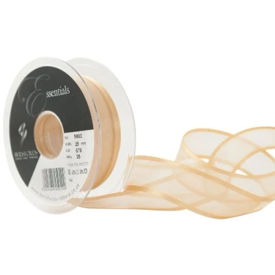 Image of Berisfords 25 mm Sheer Elegance Ribbon, Honey Gold