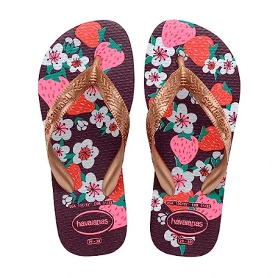 Image of Havaianas Unisex Kids Flip Flop, Eggplant Rose Gold, 10/11 UK Child