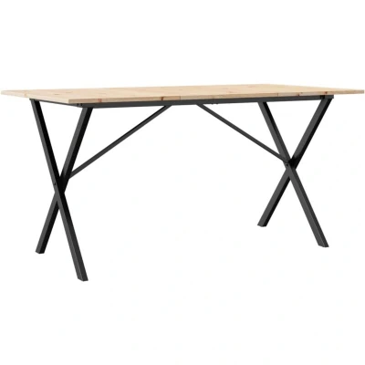 Image of vidaXL Dining Table X Frame 160x80x75 cm Solid Wood Pine and Steel