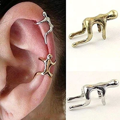 Image of N / A Nigoz Novelty Climbing Man Cartilage Clip Earring Silver Creative and Useful Practical Cost Effective
