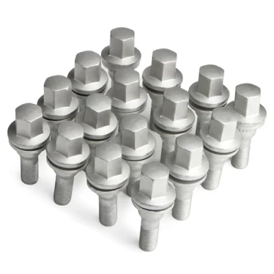 Image of GAsupply 16pcs M12x1.25 Wheel Bolts Nuts with Flat Washer, Compatible Citroen Peugeot, 17Hex Studs (Geomet)