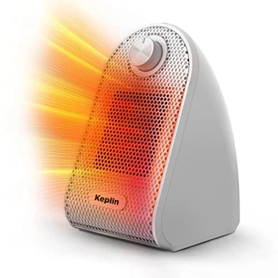 Image of KEPLIN Ceramic Desk Heater, 500W Low Energy Consumption Heater for Home &amp; Office, Mini Portable Plug in Electric Adjustable Thermostat Space with Overheat Tip Over Protection (White)