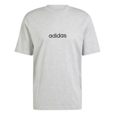 Image of adidas Men&#039;s Essentials Linear Single Jersey TEE, Medium Grey Heather/Black, S
