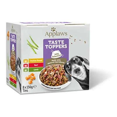 Image of Applaws Natural Wet Dog Food Tin, Grain Free Meat Selection with Vegetables in Jelly 156g (8 x Tins)