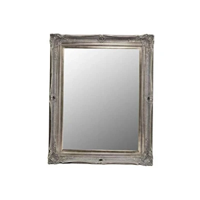 Image of Mirror Shabby Chic Fabulous Silver Antique Style Overmantle/Wall Deep Ornate Frame Complete Pilkington&#039;s Glass Overall Size: 32 inches x 42 (81cm 107cm), Wood, 104x79