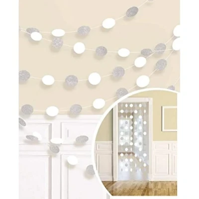 Image of Amscan 672424 08 Deco Rnd Glitter String White