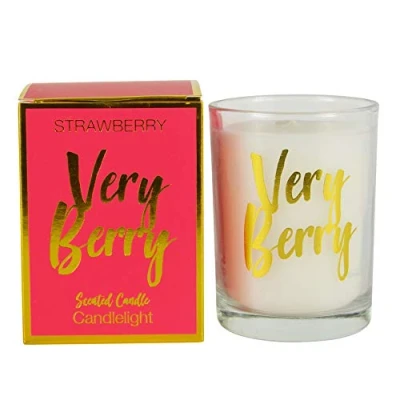 Image of Candlelight 603251 very berry scented candle in gift box strawberry bellini scent Red 220g