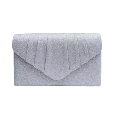Image of LeahWard Women&#039;s Suede Clutch Handbags Purse Wedding Bags 308 (Silver)