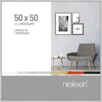 Image of nielsen Pixel Photo Frame, 50x50cm Silver Aluminium Picture Frame with Protective Float Glass and Push Turn Clips Frosted