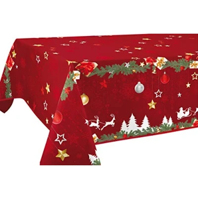 Image of Le linge de Jules Tablecloth Anti Stain Noël Red size : Rectangular 59x78 inches