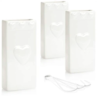 Image of com four® 3x air humidifier Heating Radiator with heart pattern water evaporator made of ceramic 320 ml (white heart)