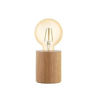 Image of Eglo Table lamp Turialdo, Vintage Bedside lamp, Living Room and Bedroom Lighting, Natural Wood, FSC Certified, with Switch, E27 Socket