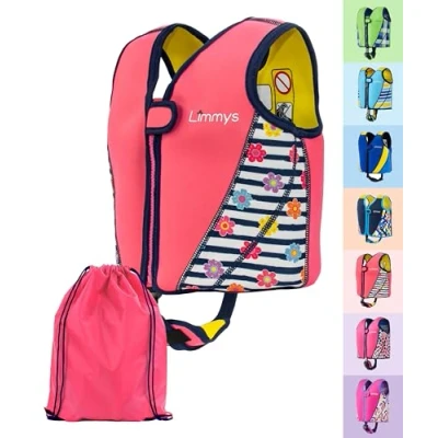 Image of Limmys Premium Kids Swim Vest Toddler Jacket and Buoyancy Swimming Aid Modern Design for Boys, Girls Babies Drawstring Bag Included