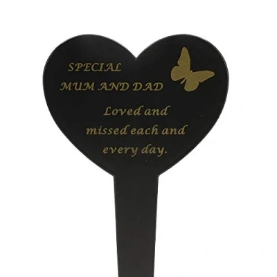 Image of Special Mum &amp; Dad Memorial Heart Remembrance Verse Ground Stake