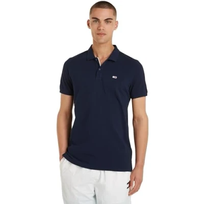 Image of Tommy Jeans Mens Tjm Slim Placket Ext Dm0dm18312 S/S Polos, Blue (Dark Night Navy Other Version), 3XL Plus Tall UK